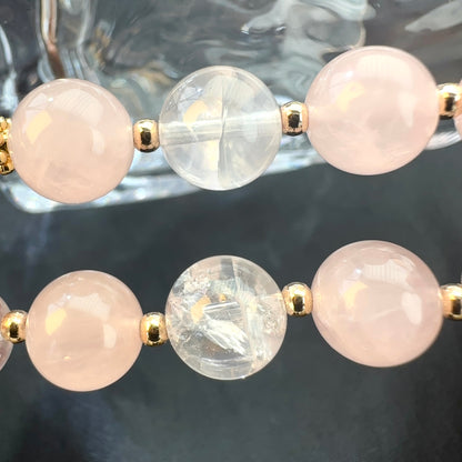 Soft Mist Pink & White Crystal Beaded Watch
