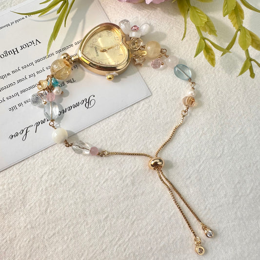 Golden Citrine, White Crystal & Soft-Tone Crystal Sunshine Glow Bracelet Watch