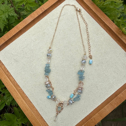 Lolita Style Aquamarine Crystal Necklace