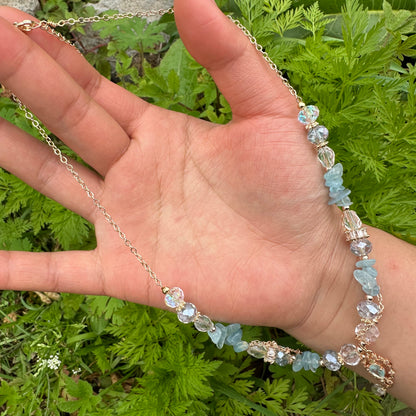 Lolita Style Aquamarine Crystal Necklace