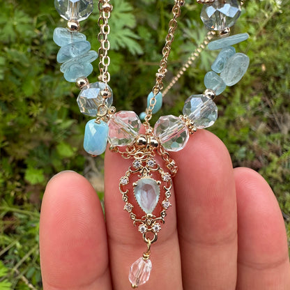 Lolita Style Aquamarine Crystal Necklace