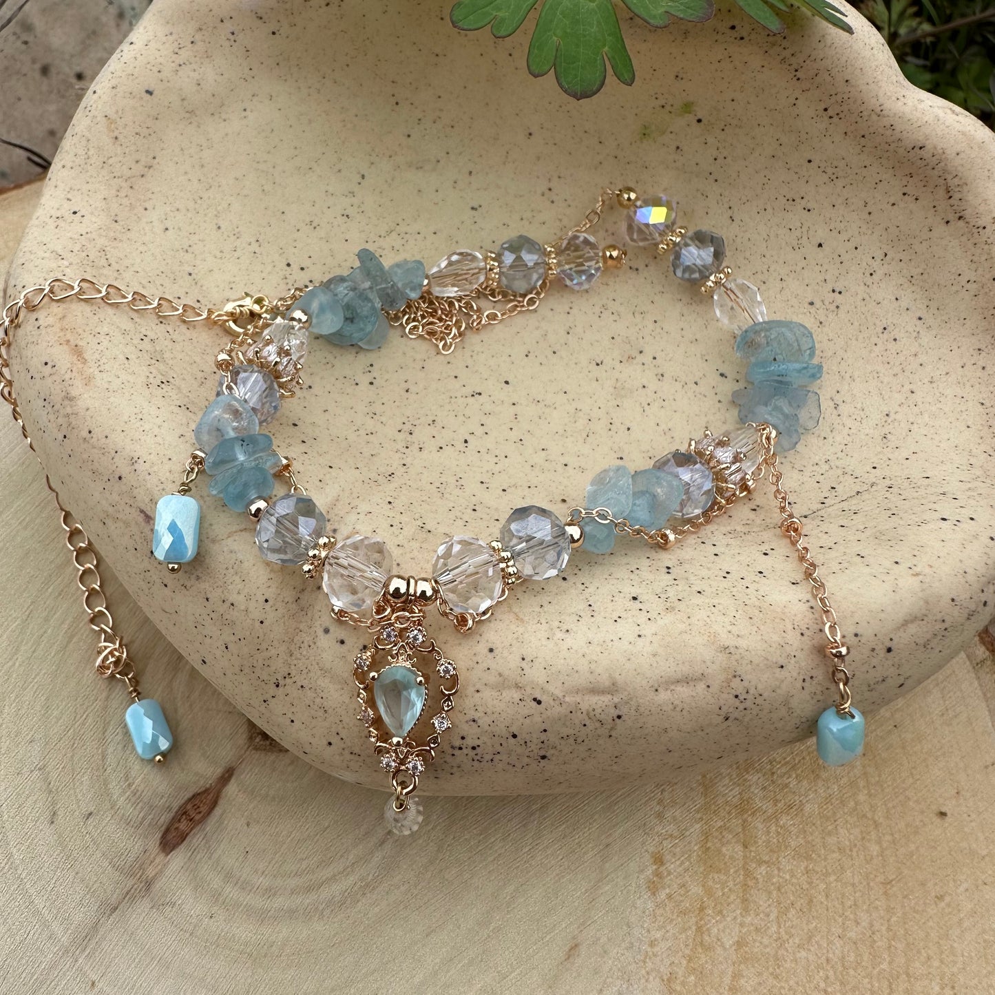 Lolita Style Aquamarine Crystal Necklace