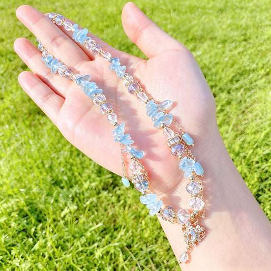 Princess Style Aquamarine Crystal Necklace