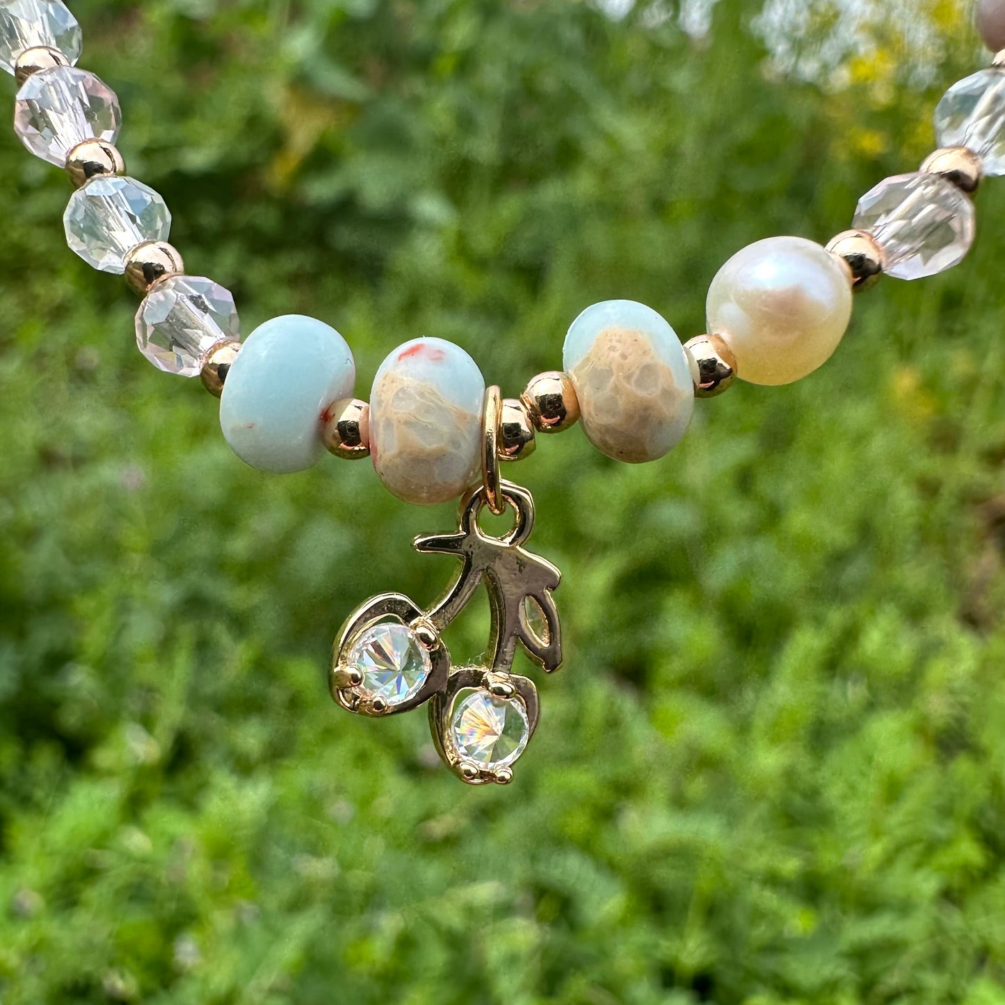 Shoushan Stone & Red Agate Cherry Necklace