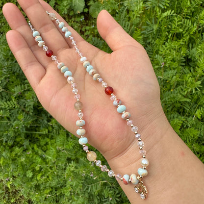 Shoushan Stone & Red Agate Cherry Necklace