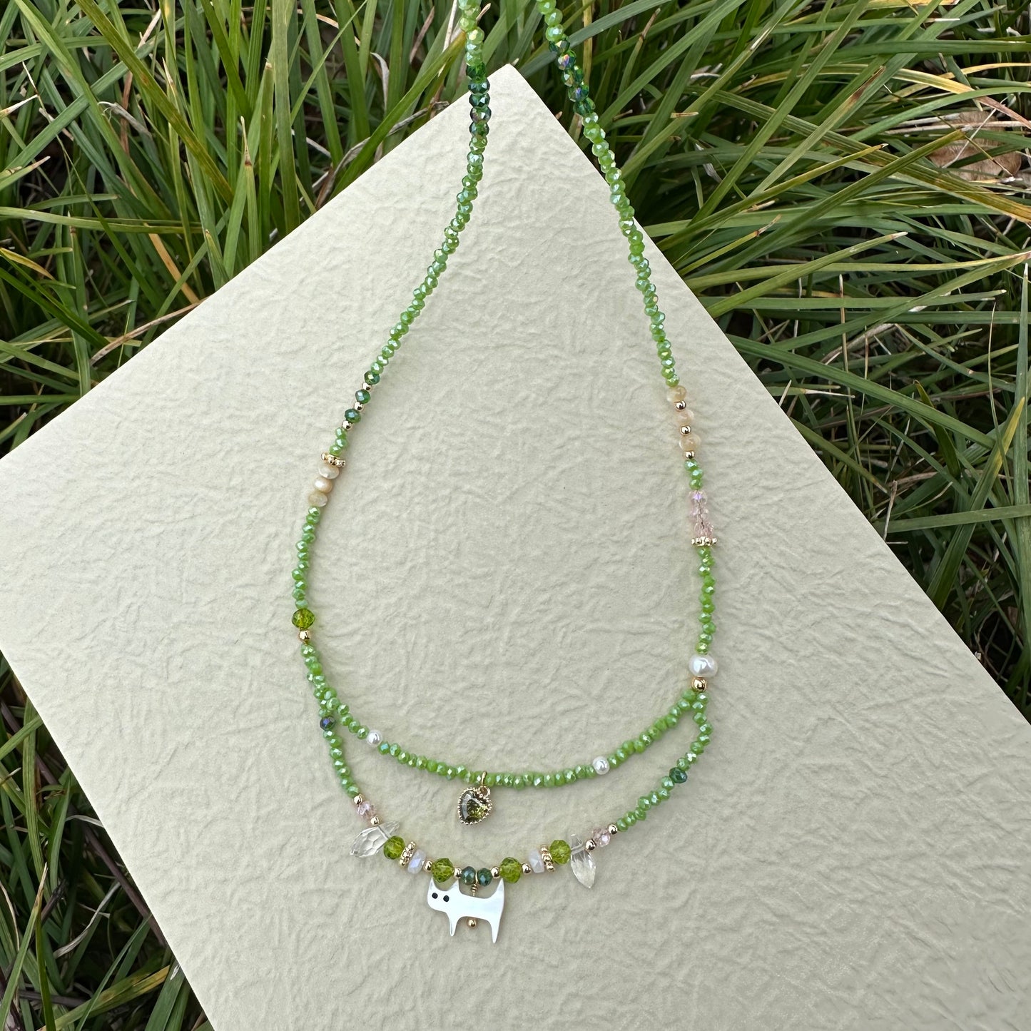 Green Shell Cat Necklace
