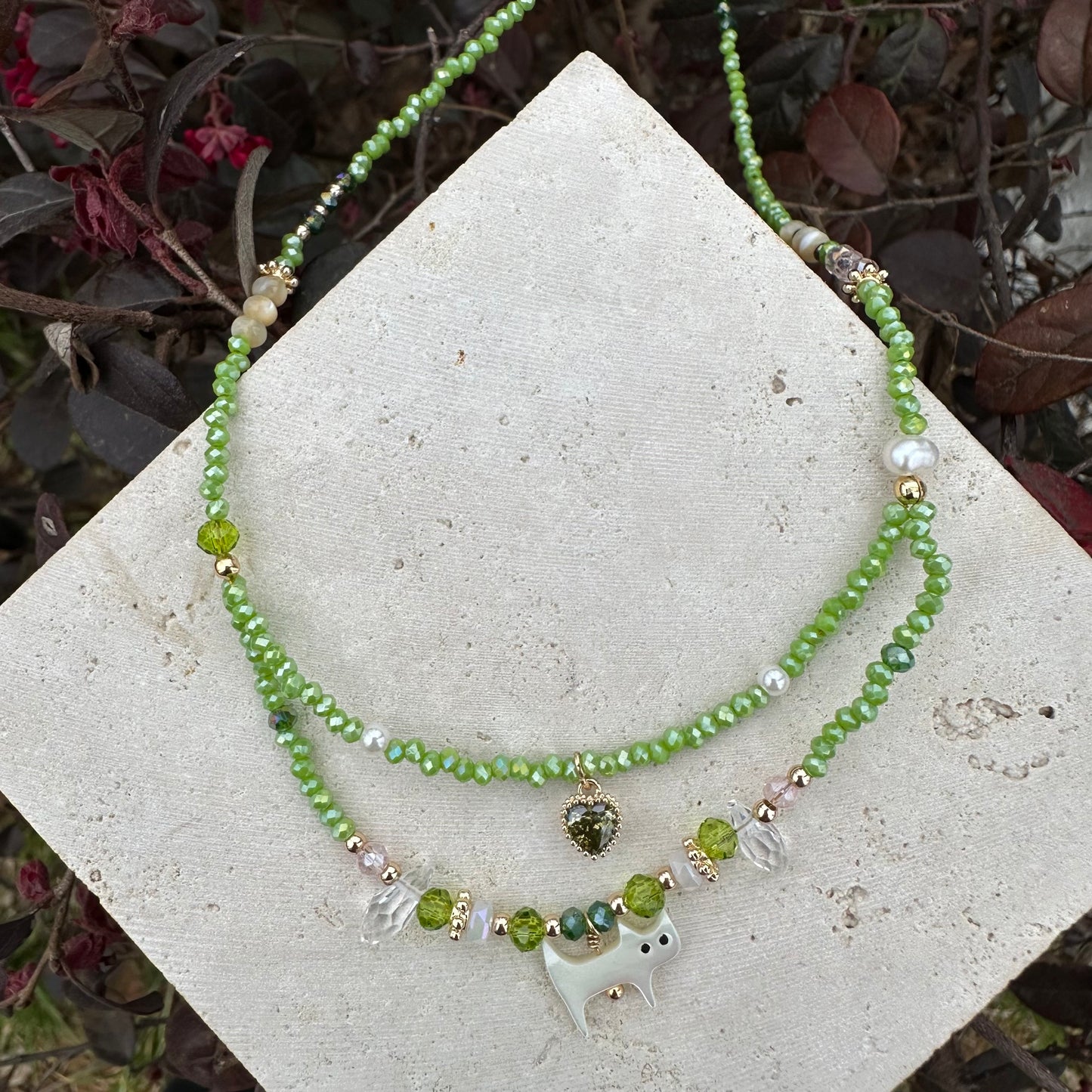 Green Shell Cat Necklace