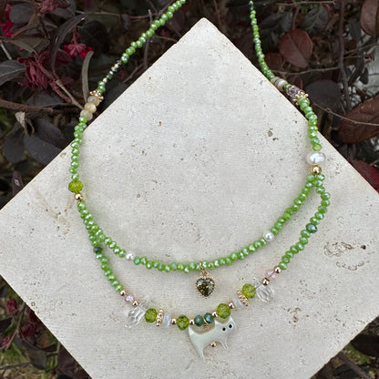 Green Shell Cat Necklace