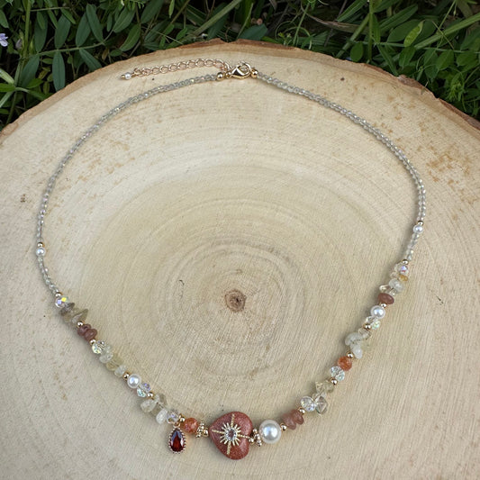 Delicate Yellow Heart Pearl Necklace