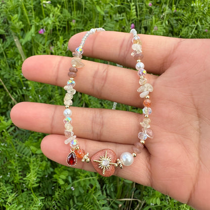 Delicate Yellow Heart Pearl Necklace
