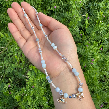 Delicate Blue KT Necklace