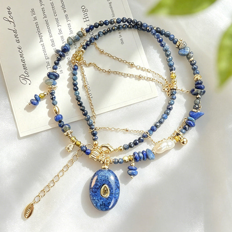 Natural Pearl & Lapis Lazuli Necklace
