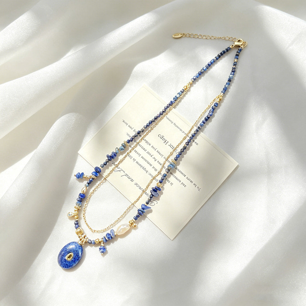 Natural Pearl & Lapis Lazuli Necklace