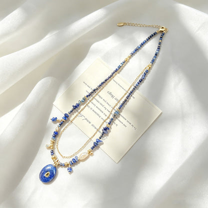 Natural Pearl & Lapis Lazuli Necklace
