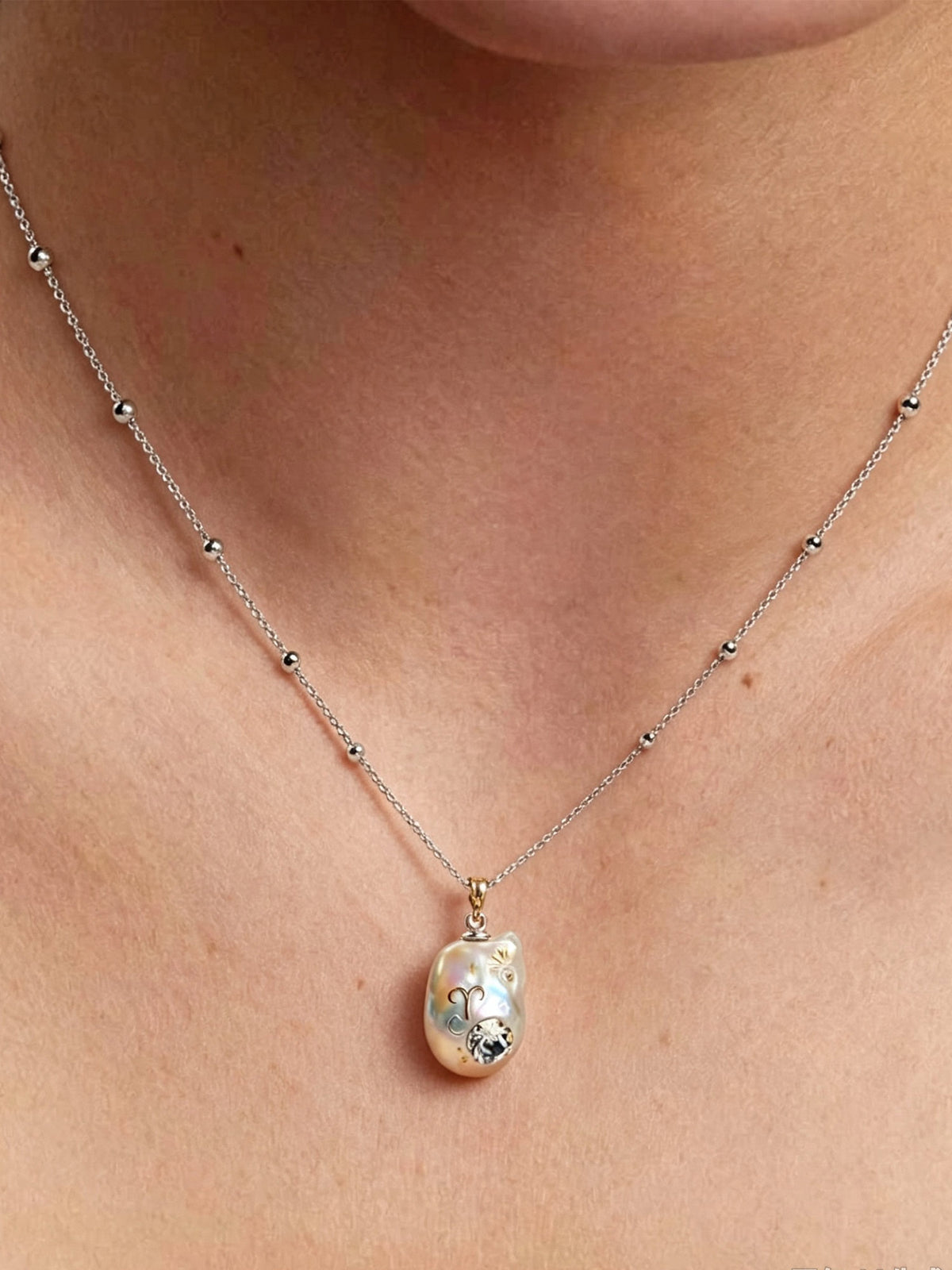 Zodiac Collection Baroque Pearl Necklace Aries