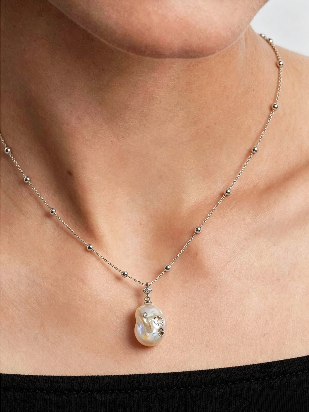Zodiac Collection Baroque Pearl Necklace Cancer