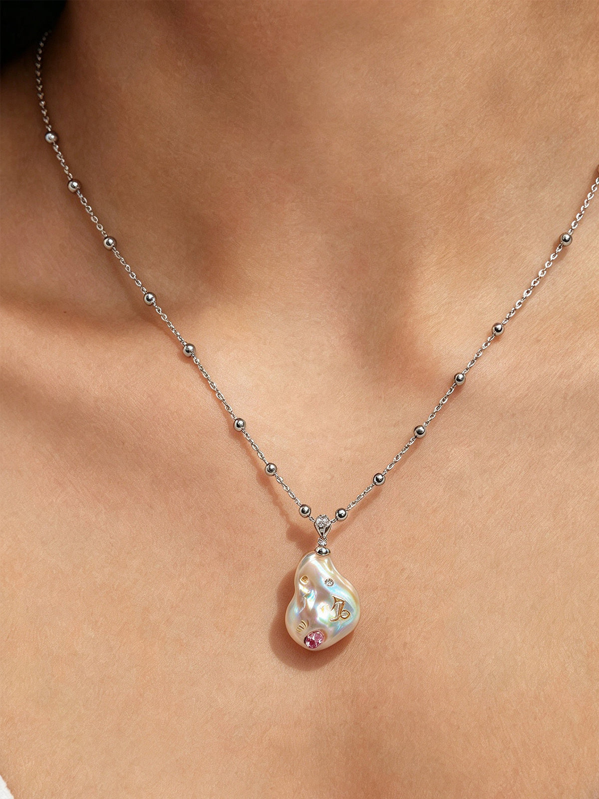 Zodiac Collection Baroque Pearl Necklace Capricorn