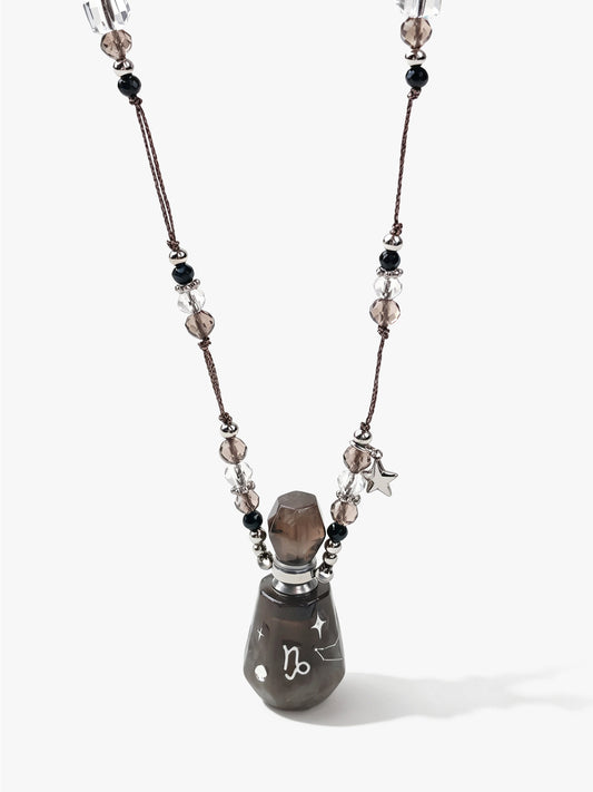 Zodiac Crystal Perfume Bottle Pendant Necklace Capricorn