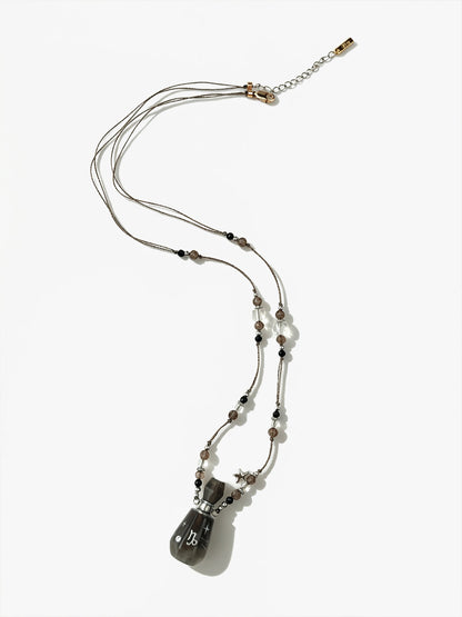 Zodiac Crystal Perfume Bottle Pendant Necklace Capricorn
