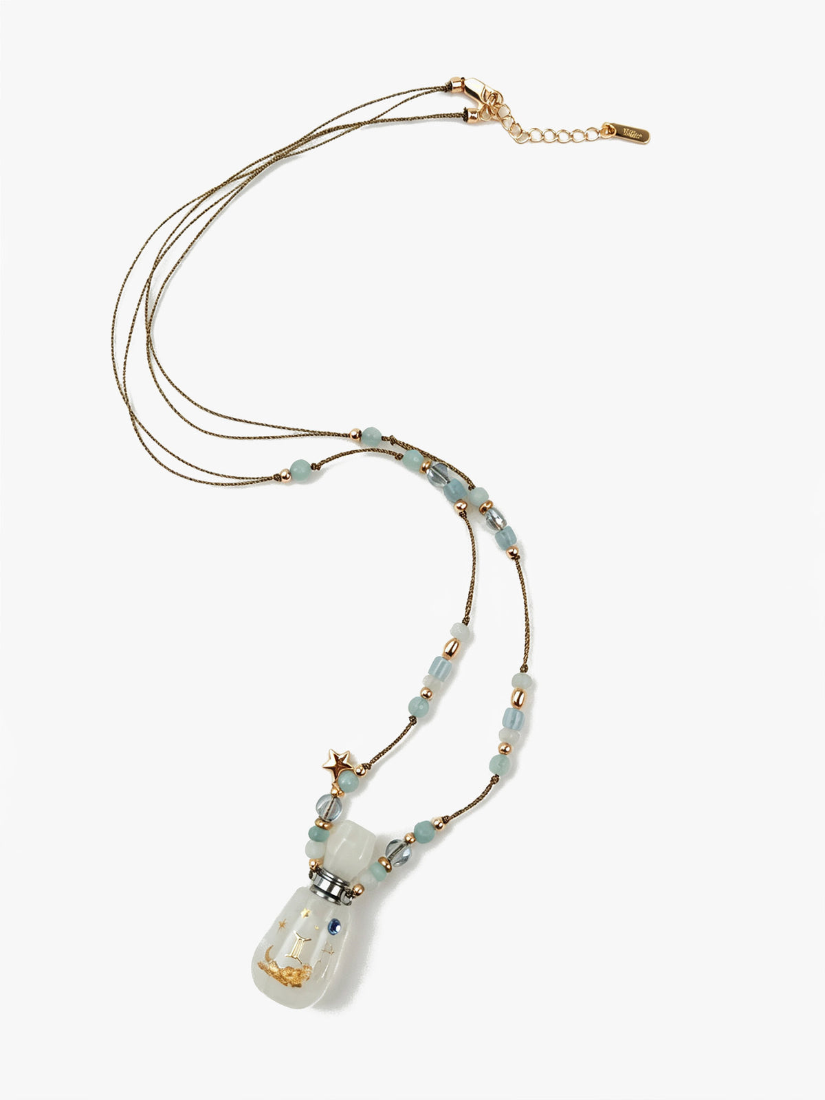 Zodiac Crystal Perfume Bottle Pendant Necklace Gemini