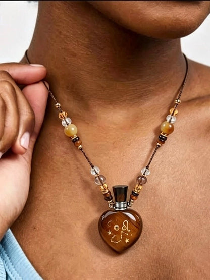 Zodiac Crystal Perfume Bottle Pendant Necklace Leo