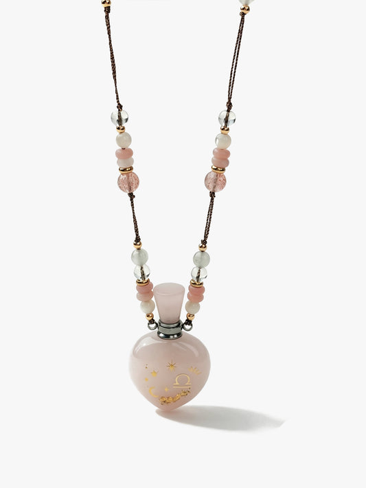 Zodiac Crystal Perfume Bottle Pendant Necklace Libra