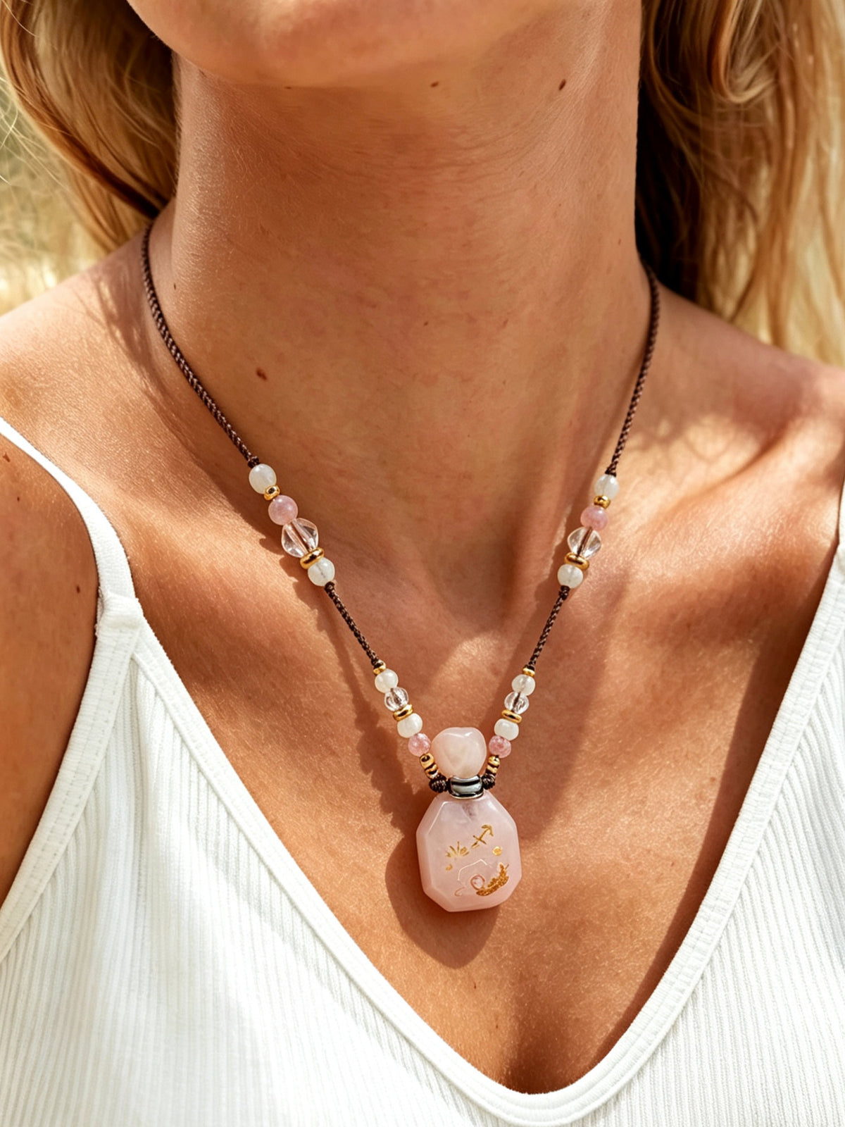 Zodiac Crystal Perfume Bottle Pendant Necklace Sagittarius