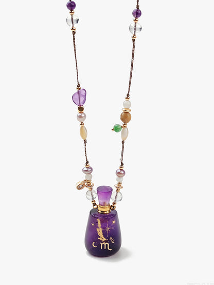 Zodiac Crystal Perfume Bottle Pendant Necklace Scorpio