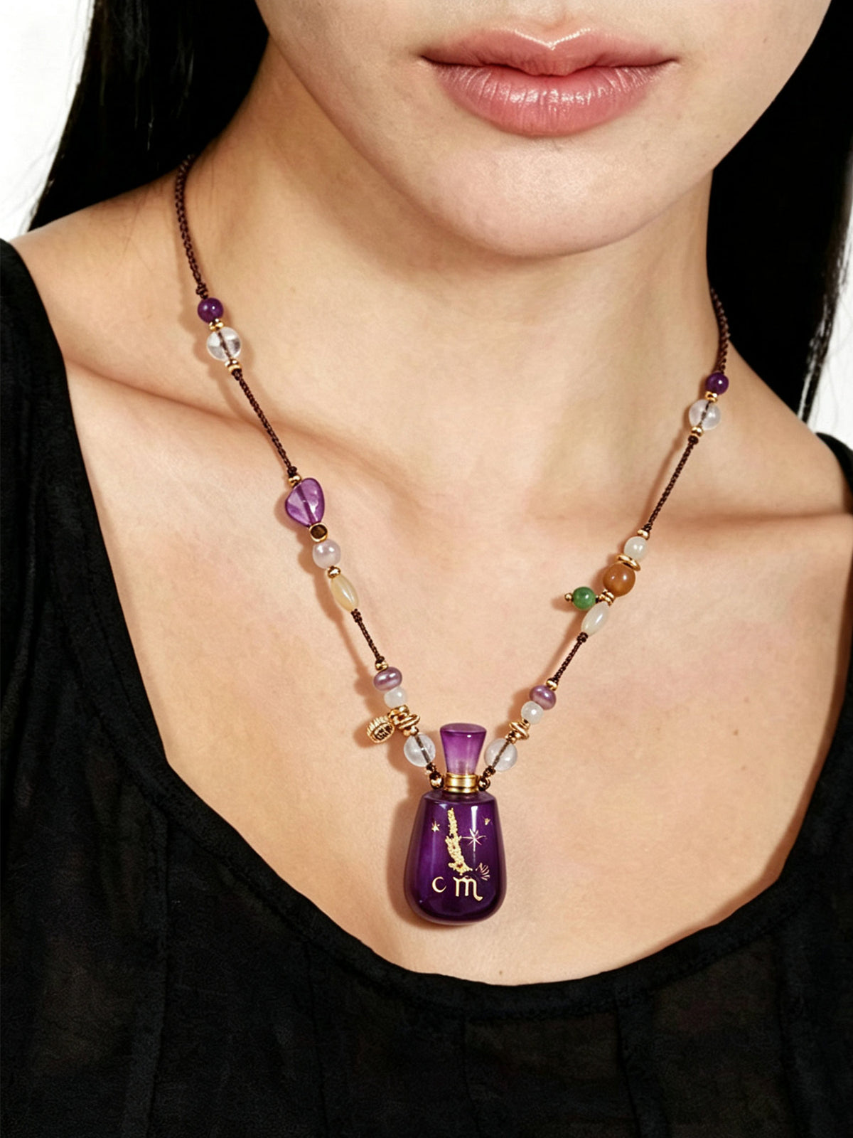Zodiac Crystal Perfume Bottle Pendant Necklace Scorpio