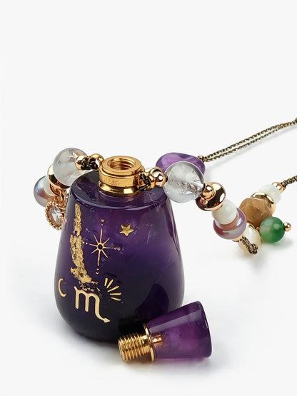 Zodiac Crystal Perfume Bottle Pendant Necklace Scorpio