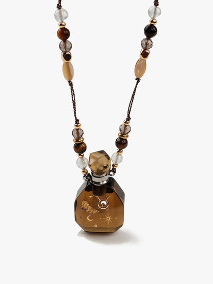 Zodiac Crystal Perfume Bottle Pendant Necklace Taurus