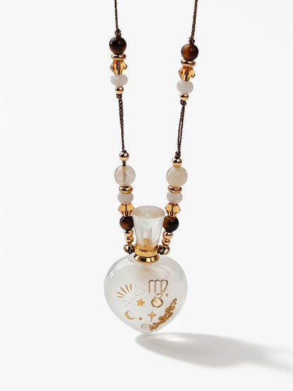 Zodiac Crystal Perfume Bottle Pendant Necklace Virgo