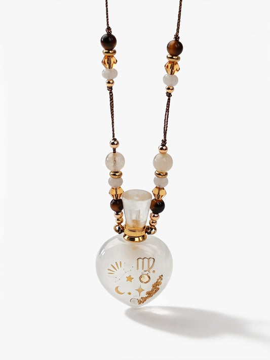 Zodiac Crystal Perfume Bottle Pendant Necklace Virgo