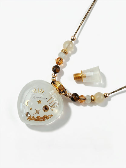 Zodiac Crystal Perfume Bottle Pendant Necklace Virgo