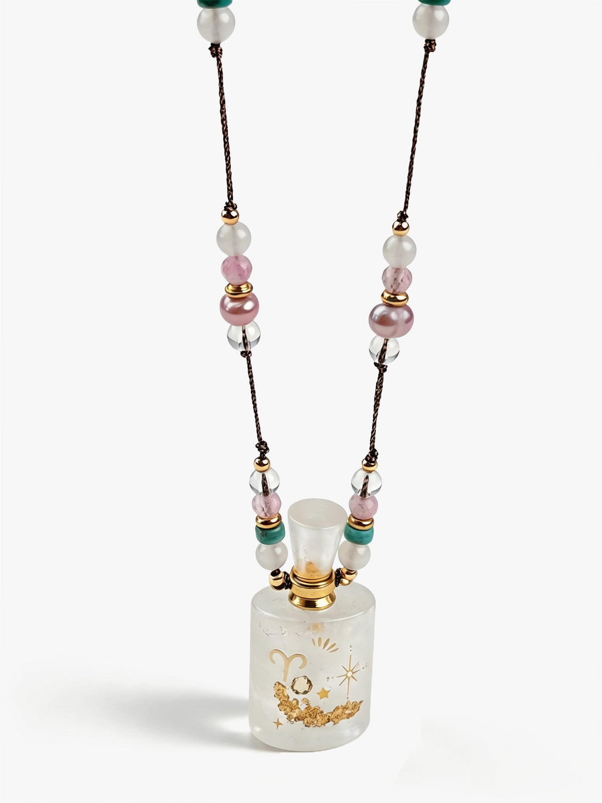 Zodiac Crystal Perfume Bottle Pendant Necklace Aries