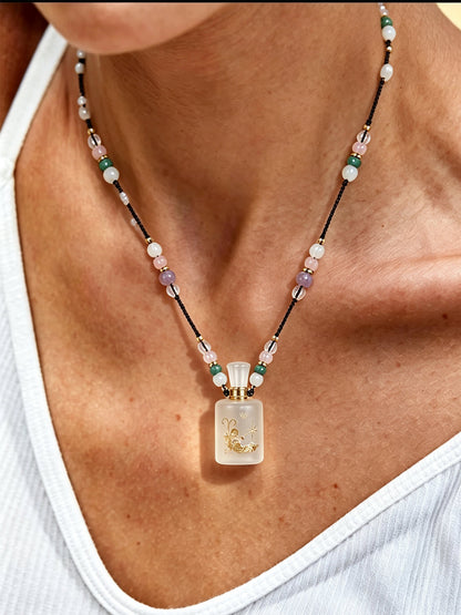 Zodiac Crystal Perfume Bottle Pendant Necklace Aries