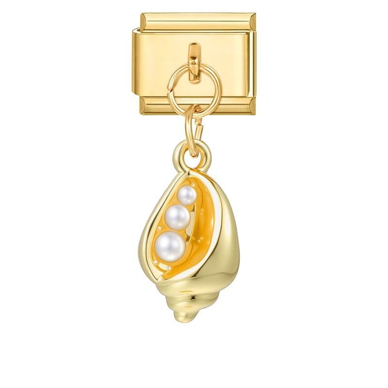 Gold Bottom Pendant - Pearl Snail