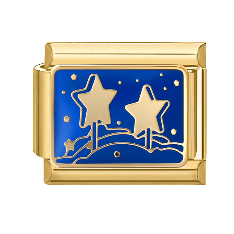 Gold Bottom Blue Star Moon-25 / 1 * 0.9cm [out Of Stock Minimum Order Of 100]