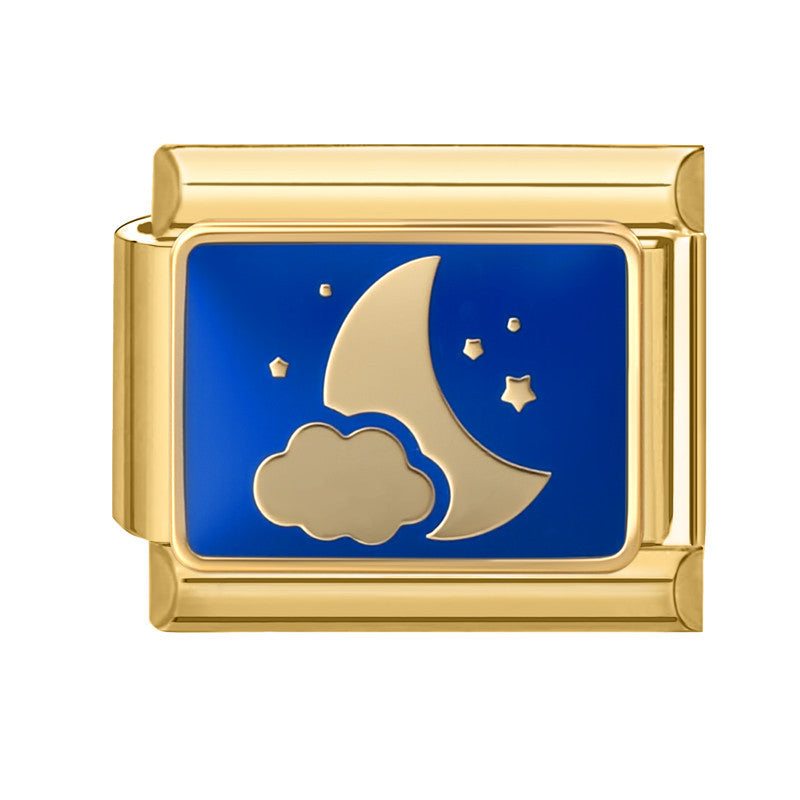 Gold Bottom Blue Star Moon-22 / 1 * 0.9cm [out Of Stock Minimum Order Of 100]