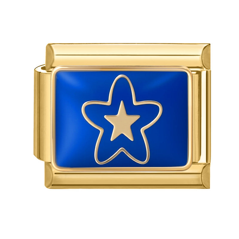 Gold Bottom Blue Star Moon-8 / 1 * 0.9cm [out Of Stock Minimum Order Of 100]