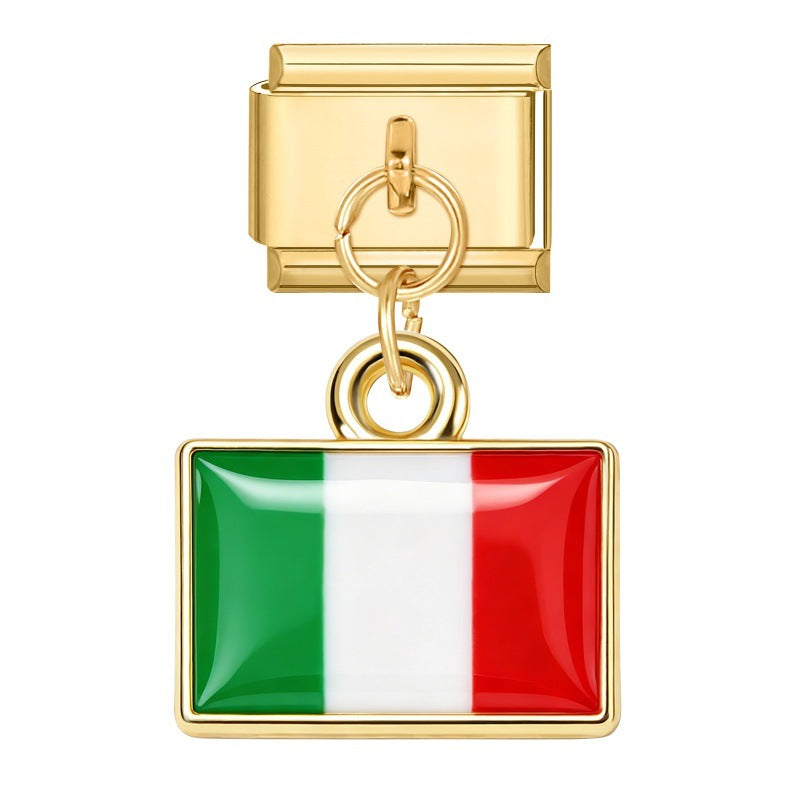 Gold Pendant - Italian Flag