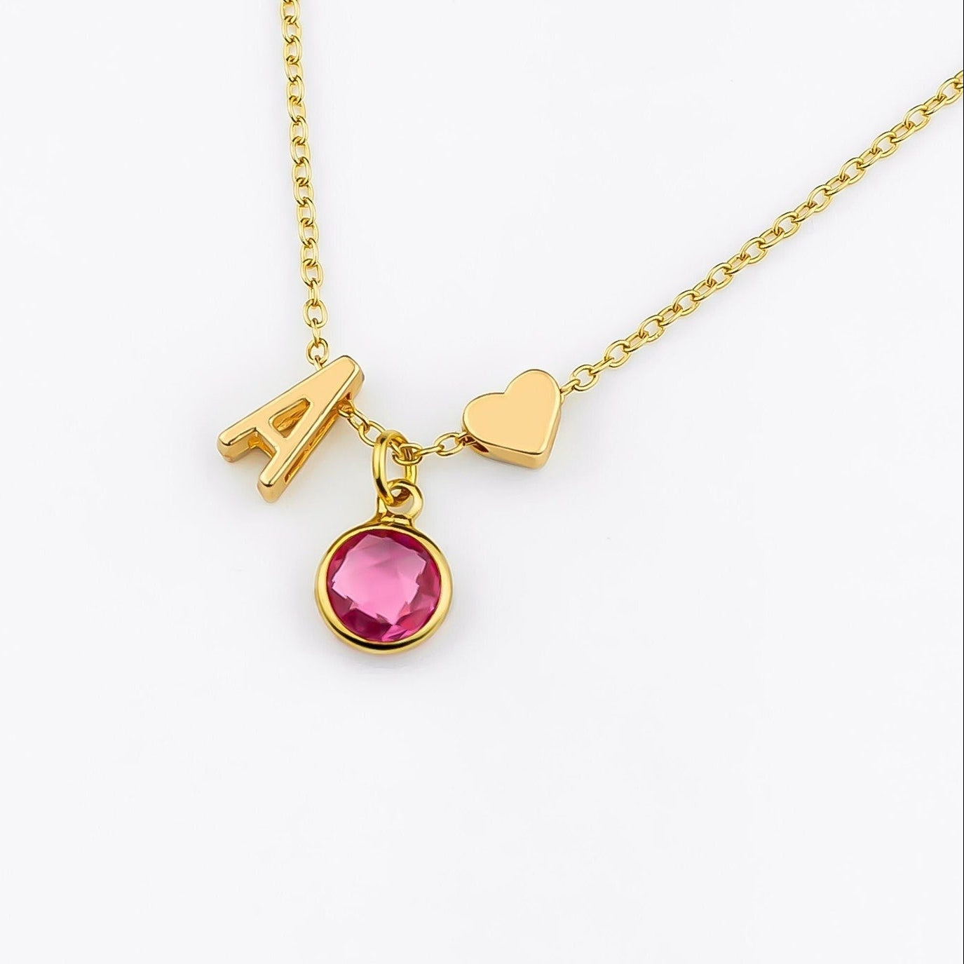Birthday Gift for Girls, Personalized Initial Birthstone Necklace, Dainty Letter & Birthstone Jewelry for Kids