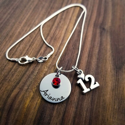 Birthday Gift for Girls, Personalized Name Birthstone Necklace