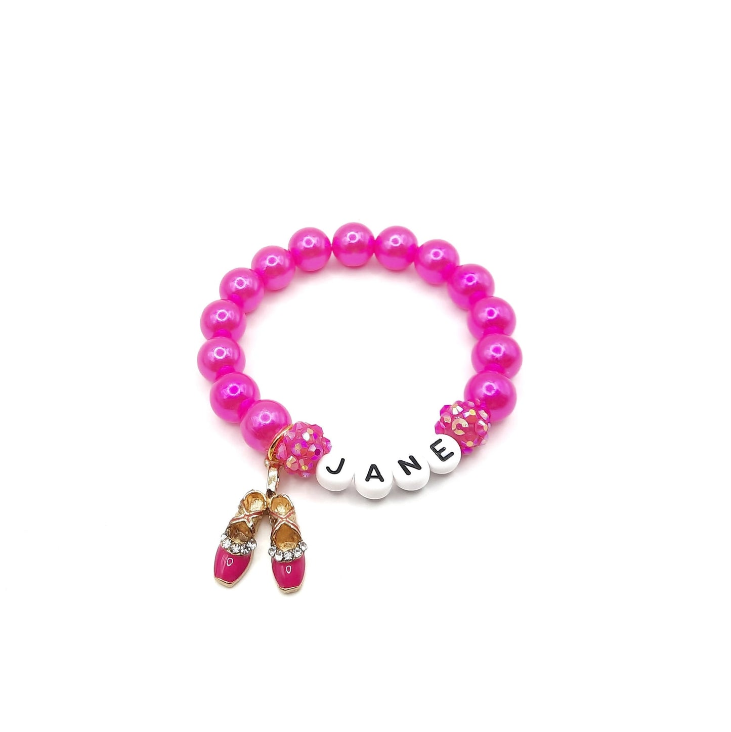 Ballet name bracelet girls ballerina jewelry pink purple blue white red