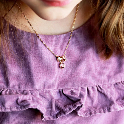 Children's Initial Birthstone Necklace, Personalized Flower Girl Jewelry Gift