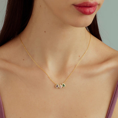 Birthday Gift for Mom, Personalized Family Birthstone Necklace