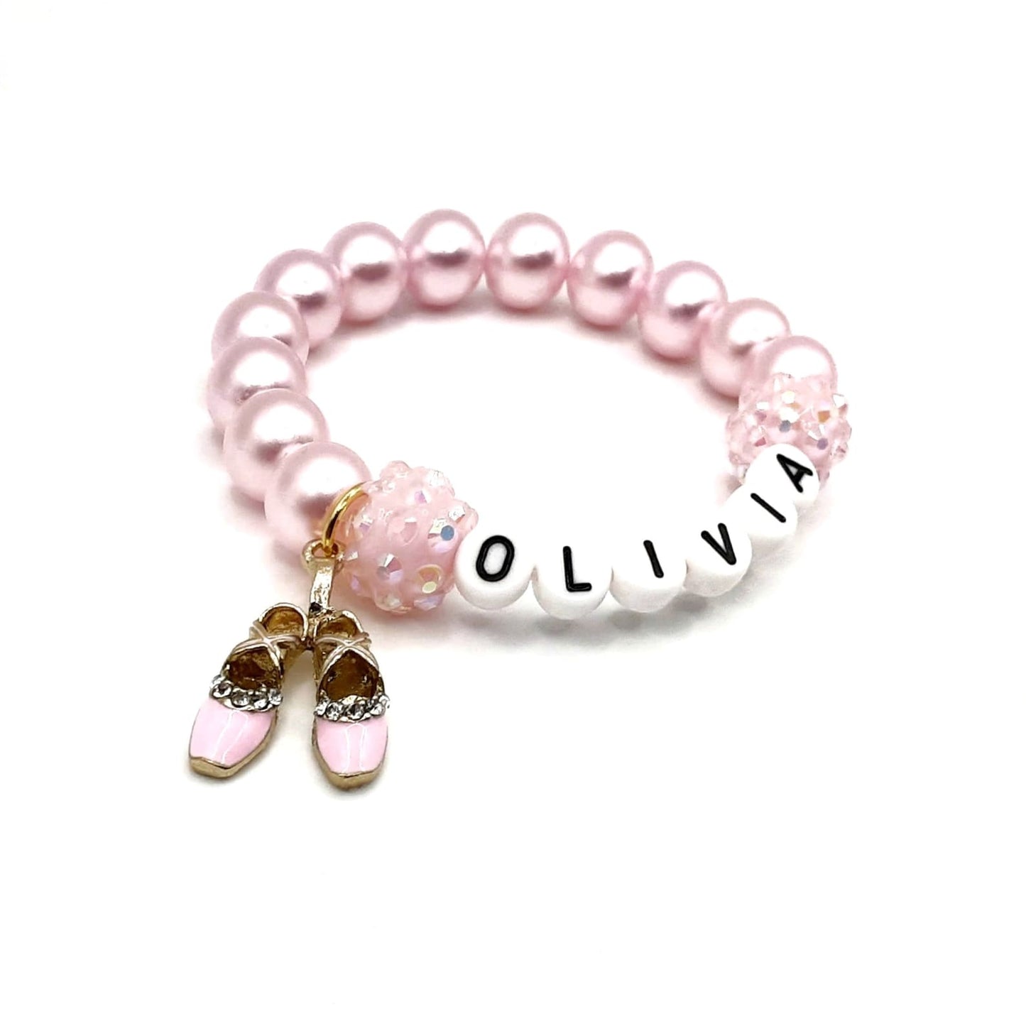 Ballet name bracelet girls ballerina jewelry pink purple blue white red