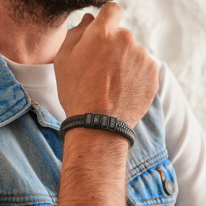 Personalized Dad Leather Bracelet with Kids Names, Father's Day Gift