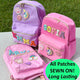 Personalized Nylon Backpack with Varsity Letters, Back to School Gift for Kids, Custom School Book Bag with Patches