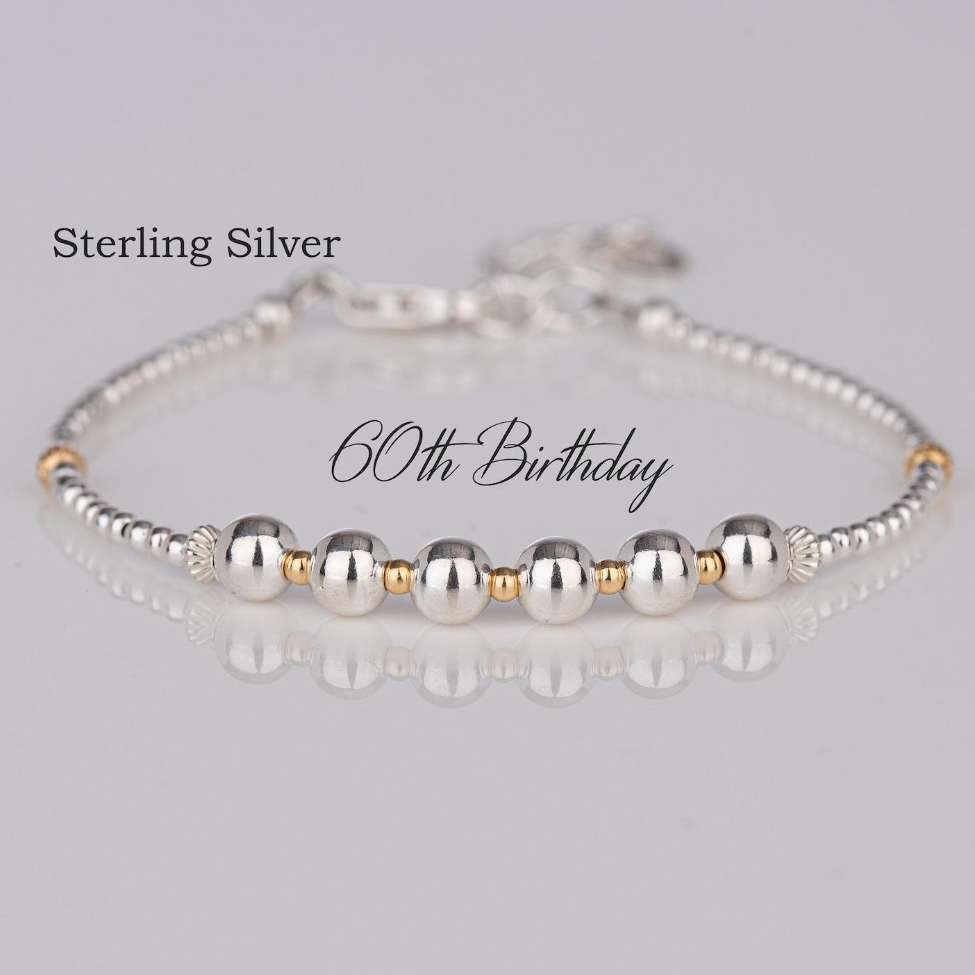Birthday Gift for Women, Sterling Silver Bead Bracelet, Minimalist Milestone Jewelry for Her